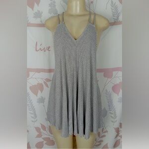 Cross-Strap Amante White Black-Striped Swing Dress Size L